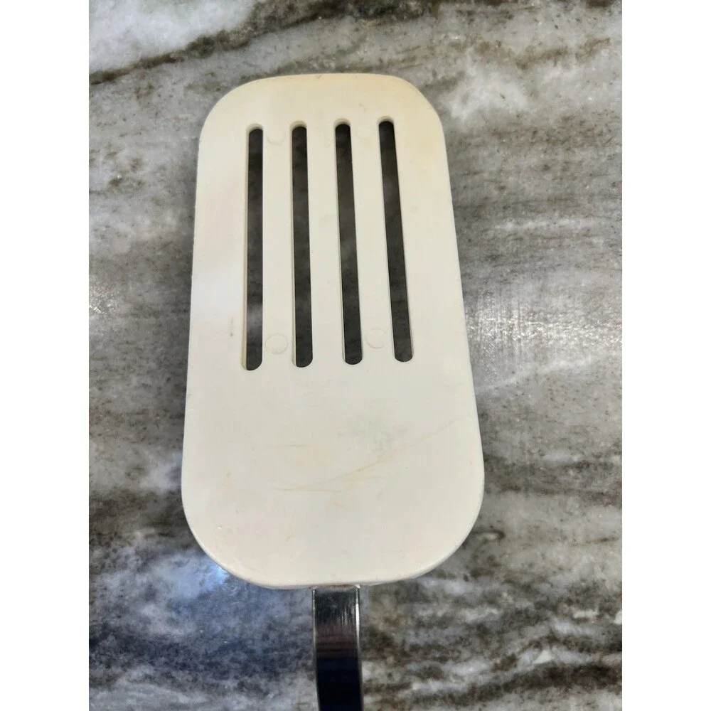 Vintage Bonnie Spatula Turner Flipper Stainless Steel White Handle Made In USA